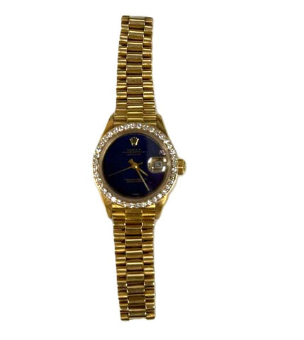 Rolex Datejust 69178 Aftermarket Diamond Bezel 18k YG President Auto Watch 26mm