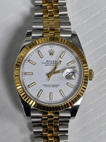 Rolex DateJust 126333 2019 Card 18k YG Two Tone Jubilee White Dial Auto 41mm