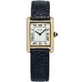 Cartier Tank Vermeil Vintage Leather Strap White Dial Manual Women's Watch 21mm