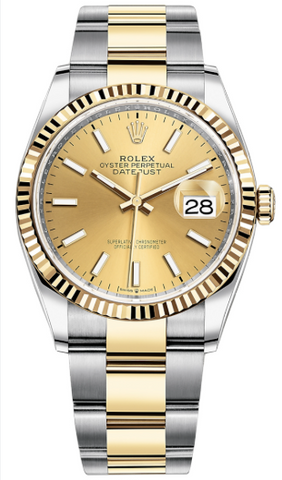 Rolex Datejust 126233 18k YG Two Tone Oyster Champagne Dial Automatic Men's 36mm