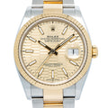 Rolex Datejust 126233 MINT 18k YG Two Tone Oyster Motif Dial Auto Watch 36mm