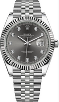 Rolex DateJust 126334 Auto SS Jubilee Grey Factory Diamond Dial Men's Watch 41mm