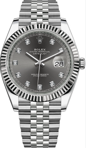 Rolex DateJust 126334 Auto SS Jubilee Grey Factory Diamond Dial Men's Watch 41mm