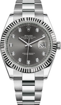 Rolex DateJust 126334 SS Oyster Grey Factory Diamond Dial Auto Men's Watch 41mm
