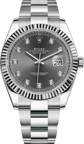Rolex DateJust 126334 SS Oyster Grey Factory Diamond Dial Auto Men's Watch 41mm