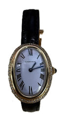Cartier Baignoire 78094 Factory Diamond 18k YG White Dial Manual Women's 22mm