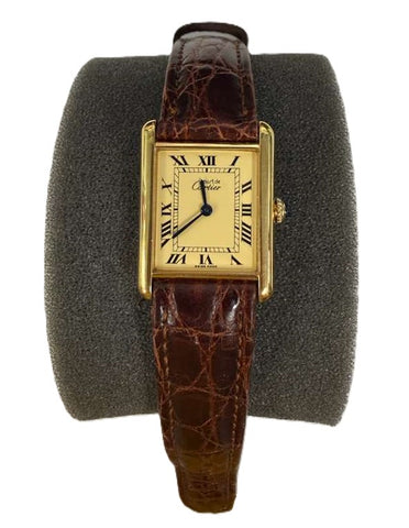 Cartier Tank Vermeil 60029 w/Paper Vermeil Ivory Dial Manual Women's Watch 24mm