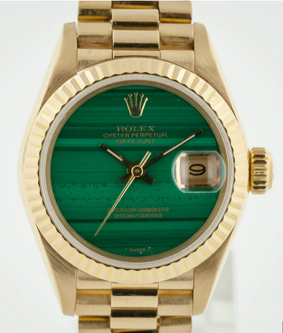 Rolex Lady-Datejust 6917 18k YG President Malachite Dial Auto Women's Watch 26mm