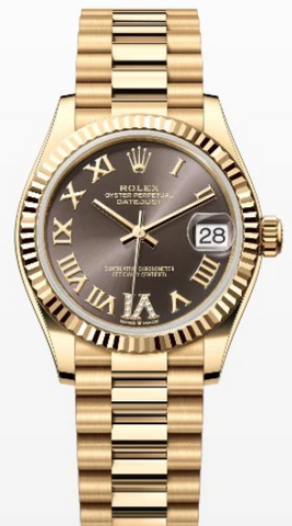 Rolex Datejust 278278 w/Card 18k YG President Chocolate Dial Auto Women's 31mm