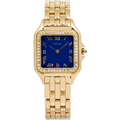 Cartier Panthere WF4036B9 Factory Diamond 18k YG Blue Dial Quartz Watch 29mm
