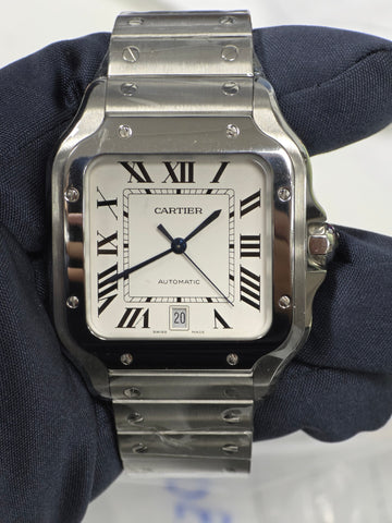 Cartier Santos 4072 WSSA0009 Auto Stainless Steel Roman White Dial Men's 42mm