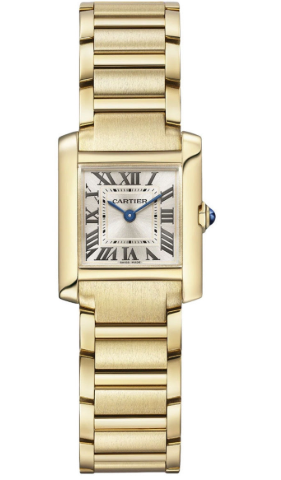 Cartier Tank Francaise 4473 WGTA0114 w/Card 18k YG Silver Dial Quartz Watch 22mm