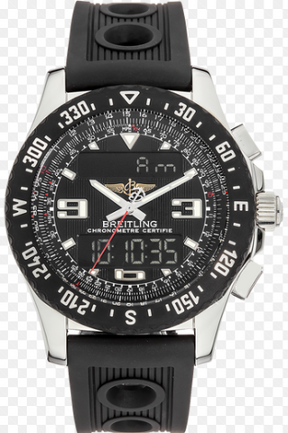 Breitling Airwolf Raven A78364 SS Rubber Strap Black Dial Quartz Men's 43mm
