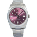 Rolex Oyster Perpetual 116000 Stainless Steel Auto Red Grape Dial Men Watch 36mm