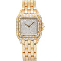 Cartier Panthere 8839 18k YG Factory Bezel Custom Pave Diamond Dial Quartz 27mm