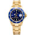 Rolex Submariner 16808 RARE 18K Yellow Gold Blue Dial Auto Men's Watch 40mm
