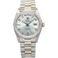 Rolex Day-Date 18039 Diamond Bezel 18k White President Auto Unisex Watch 36mm
