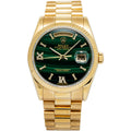 Rolex Day-Date 118238 Aftermarket Malachite Diamond Dial 18k YG President 36mm