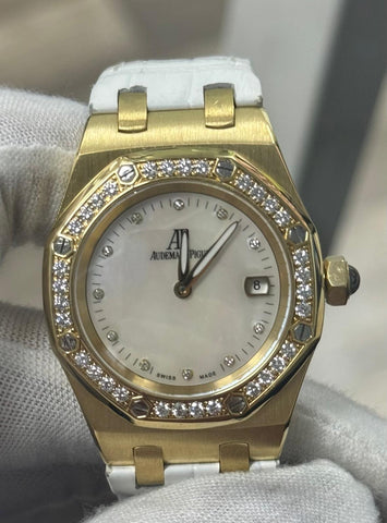 Audemars Piguet Royal Oak 67601BA Factory Diamond 18k YG MOP Dial Quartz 33mm