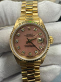 Rolex Lady Datejust 79178 RARE 18k President Factory Pink Opal Diamond Dial 26mm
