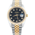 Rolex Datejust 126333 18k YG Two Tone Jubilee Black Factory Diamond Dial 41mm