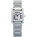 Cartier Tank Française 2384 W51028Q3 Aftermarket Diamond Bezel Quartz Watch 20mm