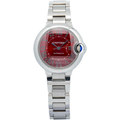 Cartier Ballon Bleu WSBB0052 Stainless Steel Red Dial Quartz Watch 33mm