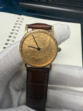 Corum Vintage Quartz Yellow Gold 10 Dollars Coin Leather Strap Unisex Watch 30mm