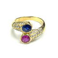 18k Yellow Gold/Pink & Blue ~2ct Sapphire/ G color SI1 ~0.50ct Diamond Ring 5.1g