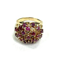 14k Yellow Gold Vintage Ruby Cluster Ring 8.3g