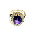 14k Yellow Gold ~5ct Diamond Japanese Amethyst Ring 6g