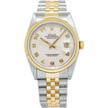 Rolex Date Just 16233 Jubilee 18k YG Two Tone White Dial W/ papers Watch 36mm