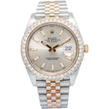 Rolex Datejust 126331 18k Rose Two Tone Silver Dial Diamond Bezel Watch 41mm
