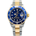 Rolex Submariner 16613 Auto Oyster 18k YG Two Tone Blue Dial Men's Watch 40mm