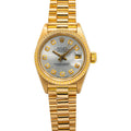 Rolex Datejust 6917 Auto 18K YG President Silver Diamond Dial Ladies Watch 26mm