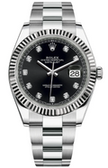 Rolex Datejust 126334 SS Oyster Factory Black Diamond Dial Automatic Men 40mm