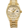 Rolex Day-Date 118238 18k YG President Silver Diamond Dial with Paper Unisex36mm