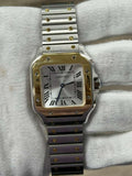 Cartier Santos W2SA0033 2025 Card 18k YG Two Tone Silver Dial Quartz Lady 27mm