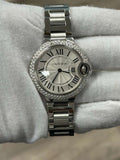 Cartier Ballon Bleu W6920084 SS Diamond Bezel Silver Dial Quartz Ladies 33mm