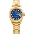 Rolex Datejust 69178 Papers 18k President Blue Vignette Diamond Dial Women 26mm
