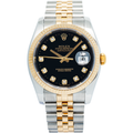 Rolex Datejust 116233 Jubilee 18K TwoTone Factory Black Diamond Dial Watch 36mm