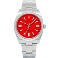 Rolex Oyster Perpetual 124300 SS 2022 Card Coral Red Dial Auto Men's Watch 41mm