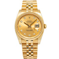 Rolex Datejust 116238 2014 Card Jubilee 18k YG Champagne DiamondDial Unisex 36MM