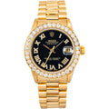 Rolex Datejust 68278 President 18K YG Black Dial Auto Ladies Watch 31mm