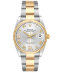 Rolex DateJust 126233 Oyster 18K YG SS 2Tone Roman Silver Dial Auto Men 35 mm