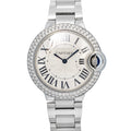 Cartier Ballon Bleu W6920084 SS Diamond Bezel Silver Dial Quartz Ladies 33mm
