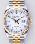 Rolex  DateJust 126233 Paper 2021 Jubilee 18K YG 2Tone White Dial Unisex 35 mm