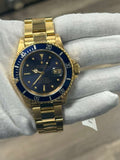 Rolex Submariner 16808 Oyster 18K Yellow Gold Blue Dial Auto Men's Watch 40mm