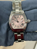 Cartier Roadster W62016V3 Stainless Steel PINK Dial Quartz Ladies Watch 30mm
