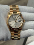 Rolex Day-Date 118235 18k RG President Diamond Silver Dial Auto Men's Watch 36mm